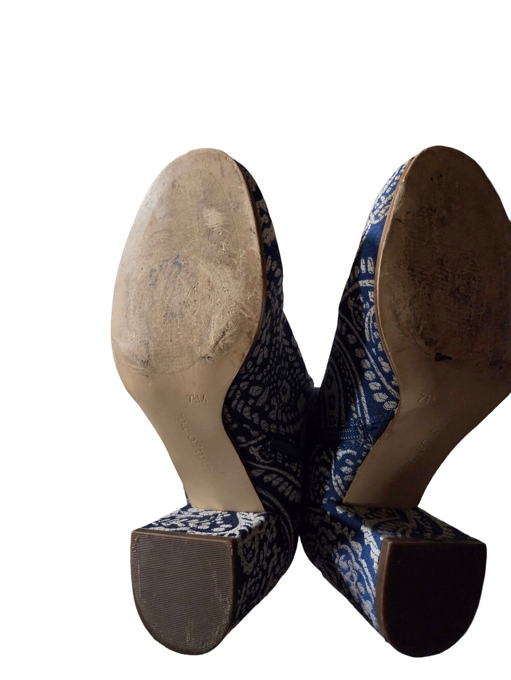 Indigo Rd Womens Blue White Paisley Tapestry Ankle Boots Block-Size 7.5 - Picture 4 of 5